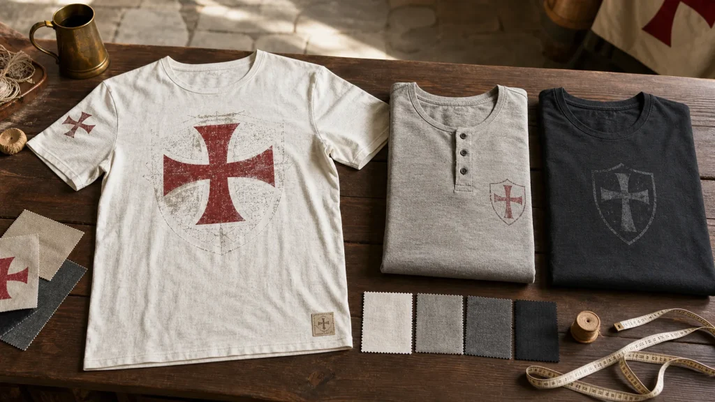 Camisetas templarias de distintos tejidos y diseños
