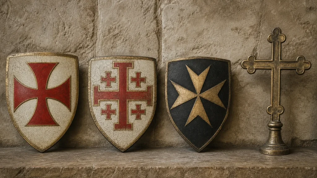 Comparación visual de cuatro cruces medievales